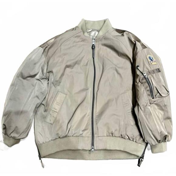 NEW PARAJUMPERS men's bomb reversible bomber jacket in beige